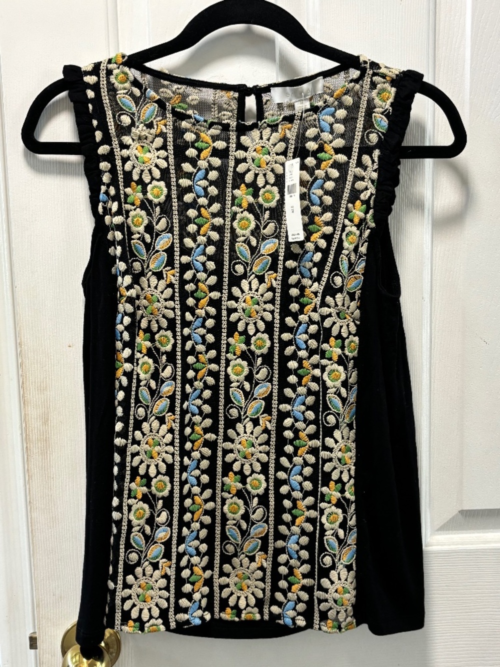 NWT Anthropologie Embroidered Floral Summer Blouse M
